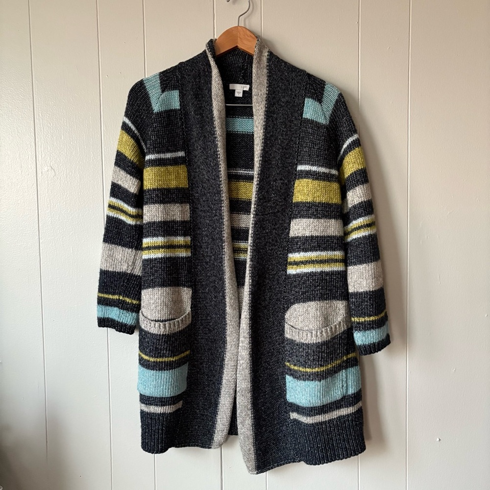 J. Jill Striped Longline Open Cardigan